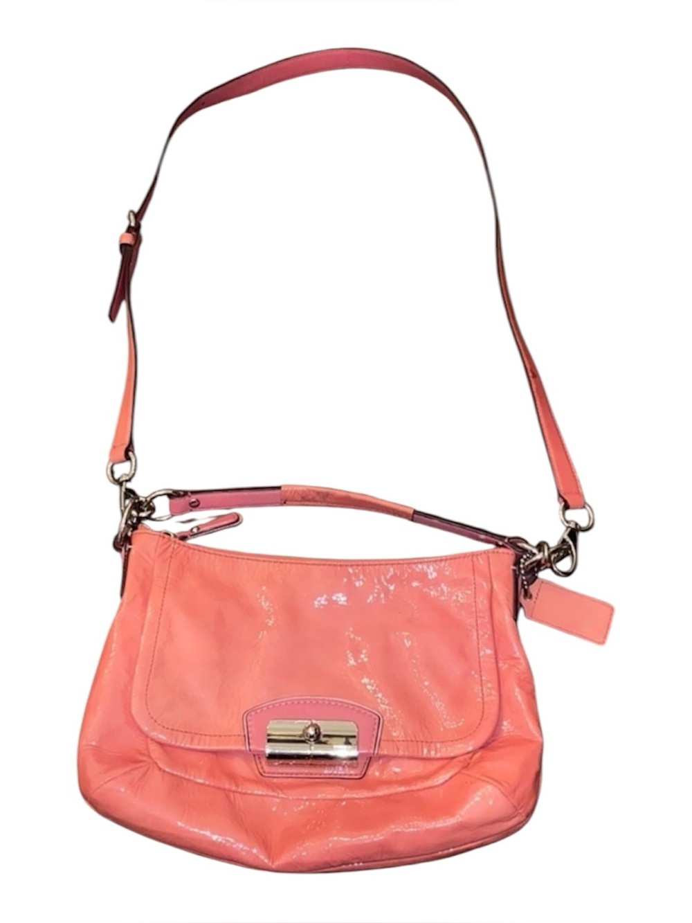 Coach Coral Pink Leather Shoulder Bag
